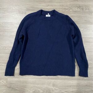 Thought Lambswool Navy Blue Crewneck Pullover Sweater‎